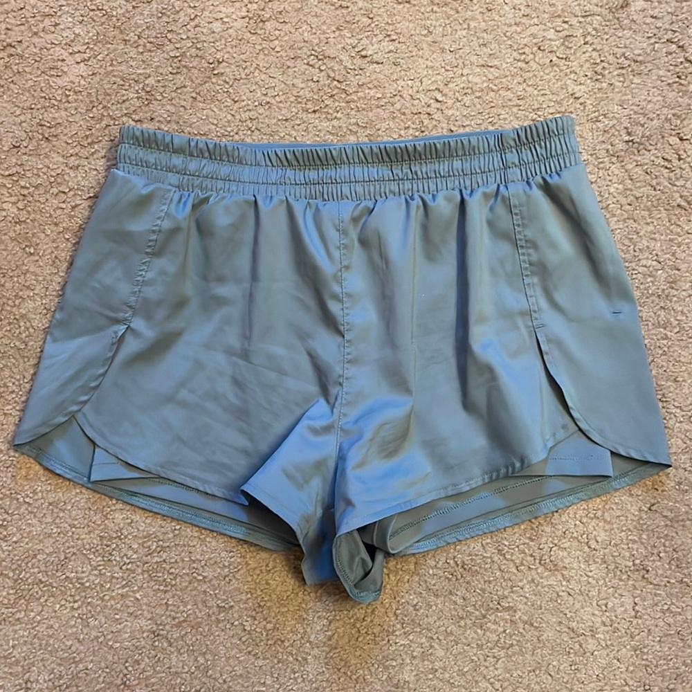 Sage green girlfriend collective athletic shorts